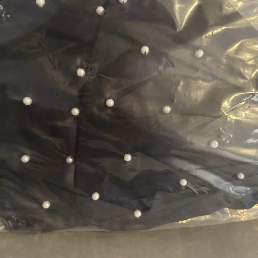 New Anthropologie Pearled Satin‎ Bow Tree Topper Black Christmas